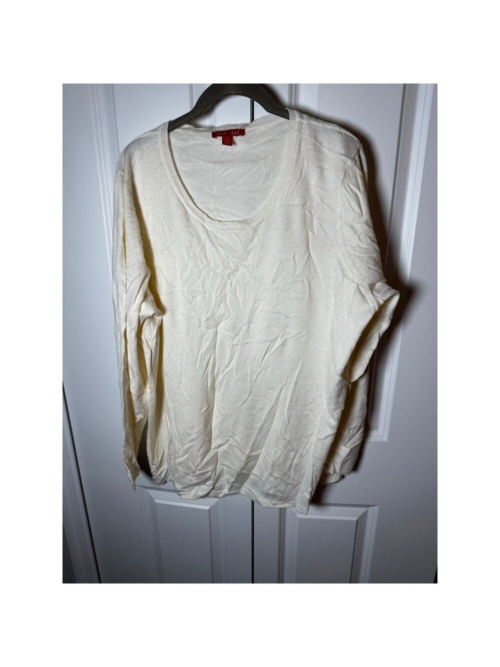 roz & ali Cream Crew Neck Sweater Plus Size 3X